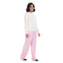 Women Winter Pajama Set Off White Sweatshirt +Pink Gingham Pattern Pants